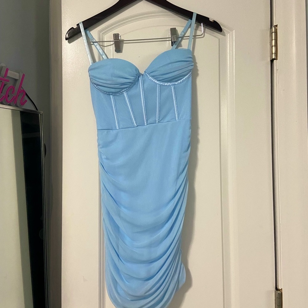 Pastel Blue Corset Bodycon Dress
